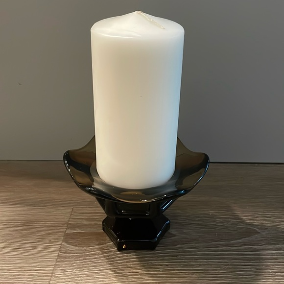 Vintage Viking Glass Epic Hexagon base Six Petal Small Compote in Smoke Brown - Picture 6 of 6